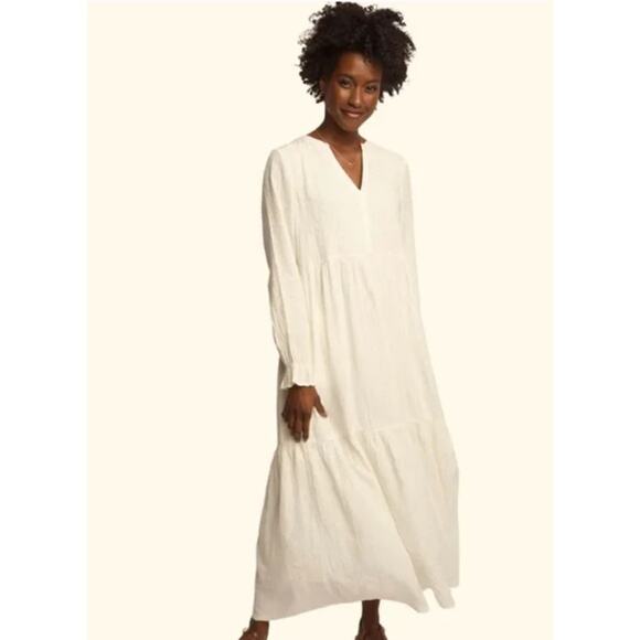 Able Dress Womens Size S Jane Maxi Local Global Antique Yellow White Tiered - Picture 1 of 14